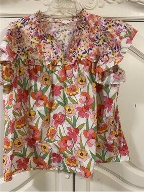 Floral Ruffle Sleeve Camisole - Pink Multi